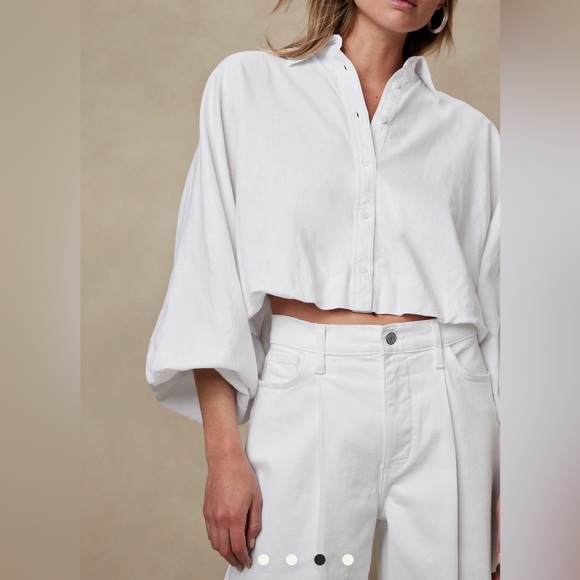 NWT! Banana Republic Pure White High-Rise Wide-Leg Cropped Jean - Multiple 🌸 - Picture 4 of 5